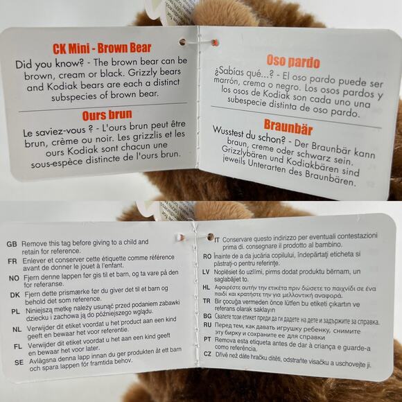 Wild Republic Ck-Mini Brown Bear 8" Plush New - Picture 8 of 9